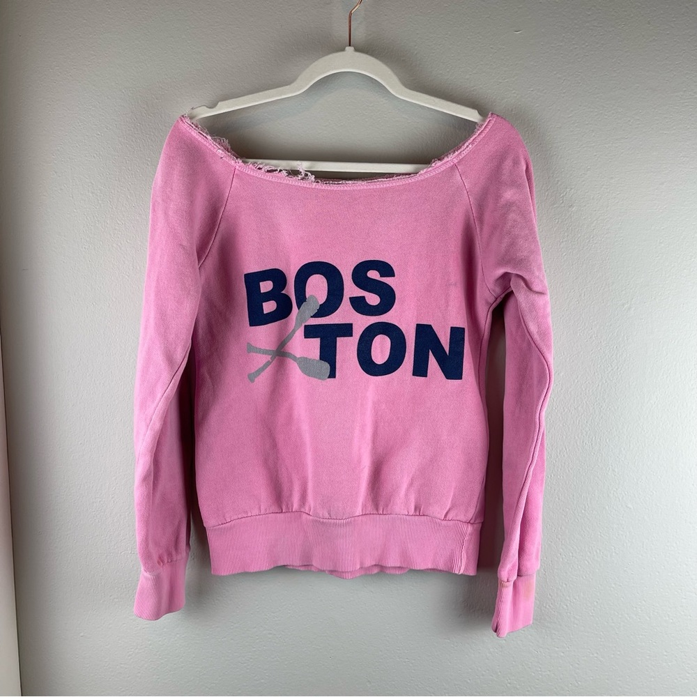 Ocean Drive Athletics Pink Boston Off Shoulder Sweater